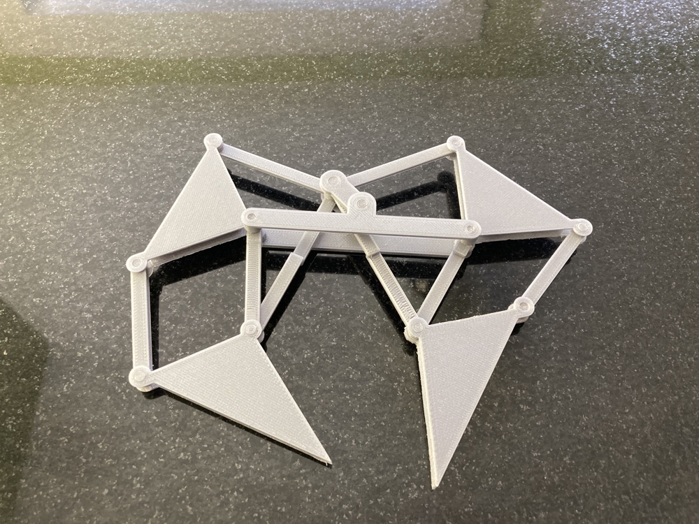 3D-printed linkage prototype based on a Strandbeest leg mechanism